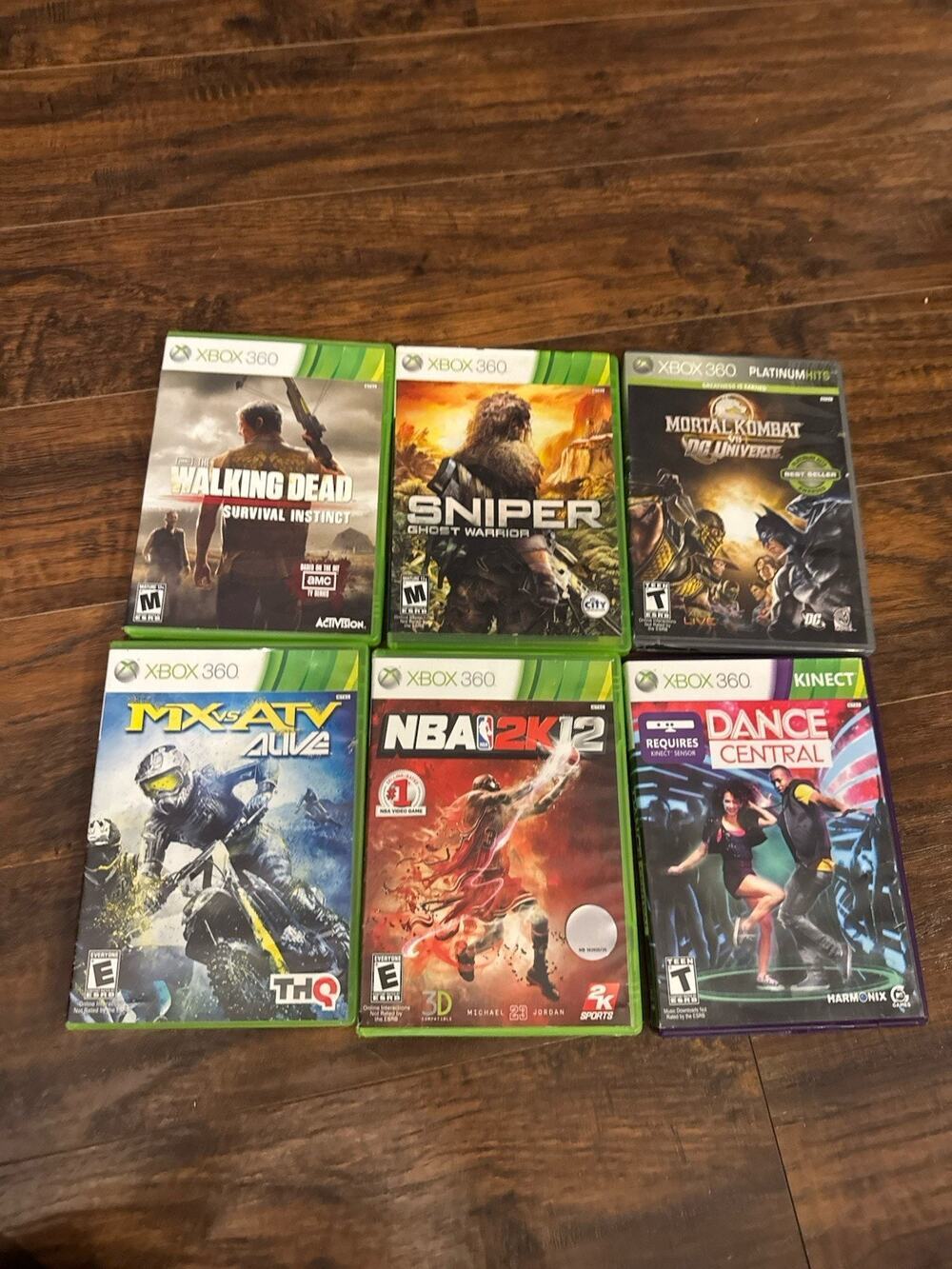 Xbox 360 Games Lot of 6 Mortal Combat Walking Dead NBA 2k12 Dance Central